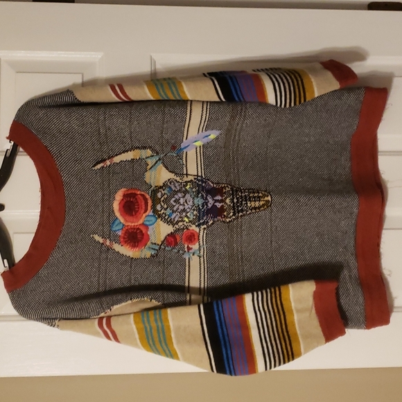 Free People Oversized Embroidered Desert Rose Knit Sweater Small - Picture 2 of 5